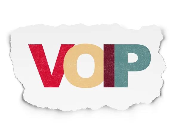 Концепция веб-разработки: VOIP на фоне порванной бумаги — стоковое фото