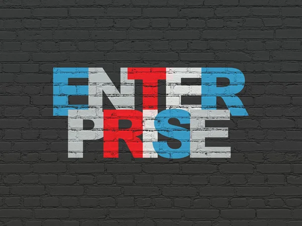 Obchodní koncept: Enterprise na zeď na pozadí — Stock fotografie