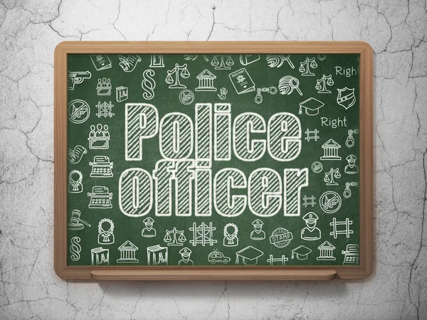 Law concept: Police Officer on School board background — Stock Photo, Image