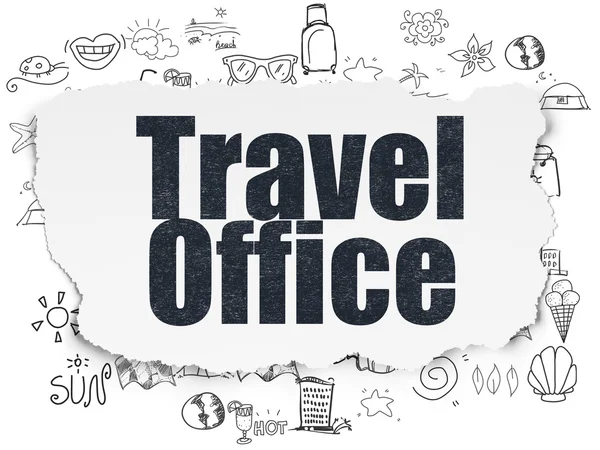 Conceito de viagem: Travel Office on Torn Paper background — Fotografia de Stock