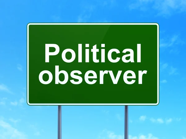 政治概念：路标背景的政治观察 — 图库照片