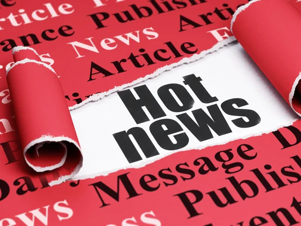 Concepto de noticias: texto negro Hot News bajo el pedazo de papel roto —  Fotos de Stock