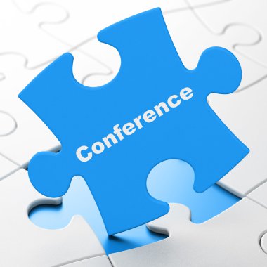 Finance concept: Conference on puzzle background