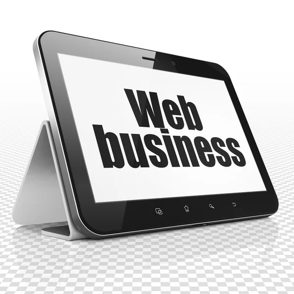 Concepto de desarrollo web: Tablet Computer con Web Business en pantalla — Foto de Stock