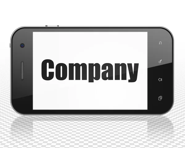 Conceito de finanças: Smartphone com empresa em exibição — Fotografia de Stock