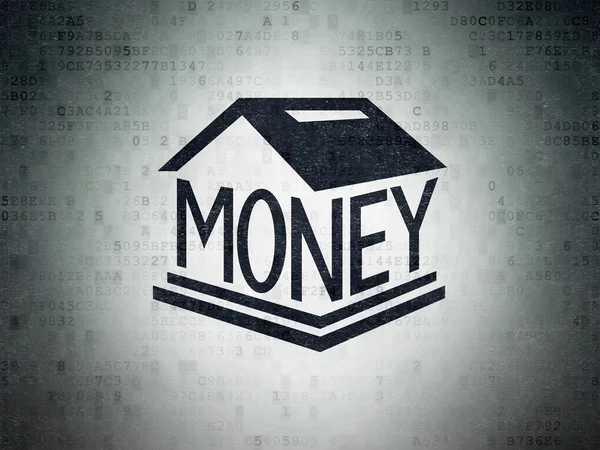 Concept bancaire : Money Box sur fond de papier numérique — Photo
