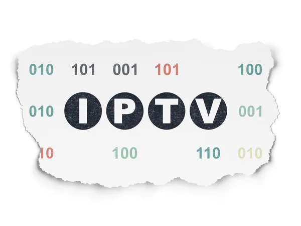 Concepto de desarrollo web: IPTV sobre fondo de papel roto — Foto de Stock