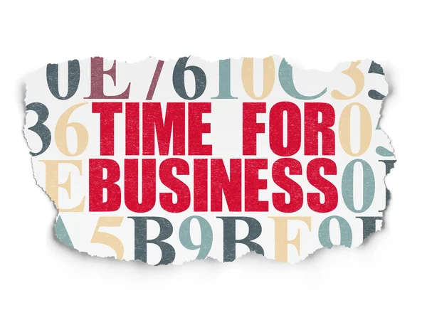 Концепция времени: время для бизнеса на фоне разорванной бумаги — стоковое фото
