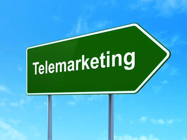 Marketing concept: Telemarketing on road sign background — Stockfoto