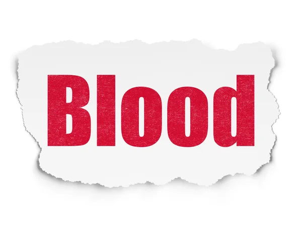 Conceito de cuidados de saúde: Sangue sobre fundo papel rasgado — Fotografia de Stock