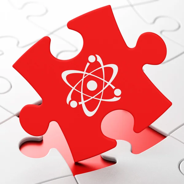 Concept scientifique : Molécule sur fond de puzzle — Photo