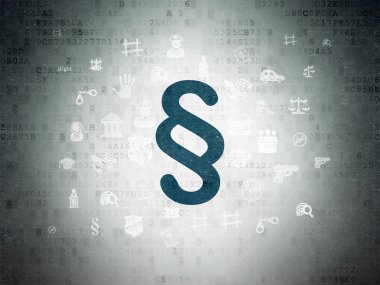 Hukuk kavramı: paragraf dijital veri kağıt arka plan üzerinde