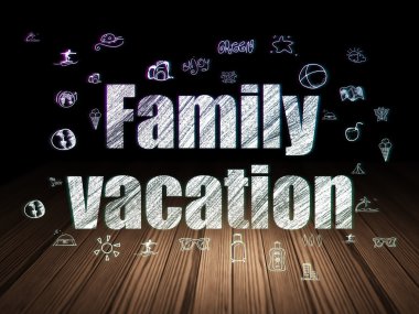 Seyahat kavramı: grunge karanlık odada aile tatil