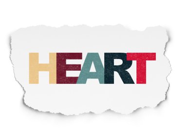 Tıp kavramı: kalp yırtılmış kağıt arka plan üzerinde