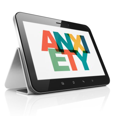 Tıp kavramı: Tablet Bilgisayar ekranda Anksiyete ile