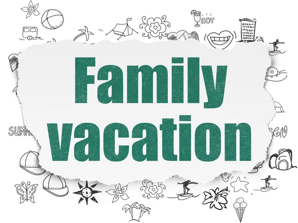 Tourism concept: Family Vacation on Torn Paper background — Stock Photo, Image