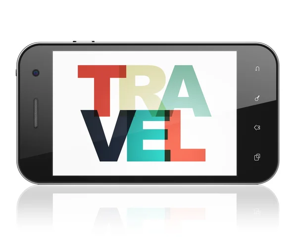 Concepto de vacaciones: Smartphone con Viajes en pantalla — Foto de Stock