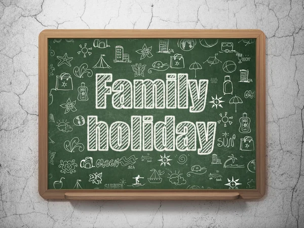 Концепция путешествий: Family Holiday on School board background — стоковое фото