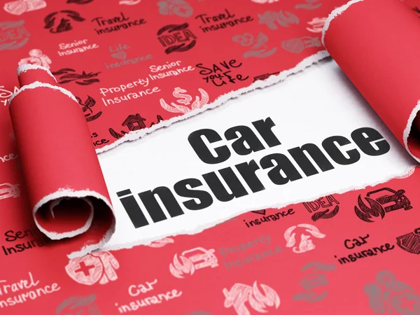 Insurance concept: black text Car Insurance under the piece of  torn paper — 图库照片