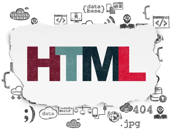 软件概念: 撕纸背景上的 Html — 图库照片