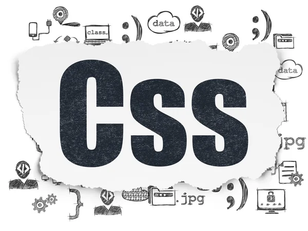 Programming concept: Css on Torn Paper background — Stockfoto