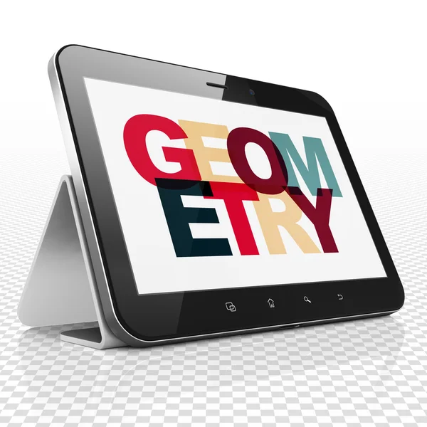 Leerconcept: tablet computer met geometrie op display — Stockfoto