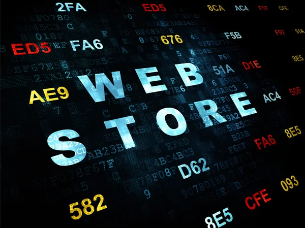 Concepto de diseño web: Tienda web sobre fondo digital —  Fotos de Stock