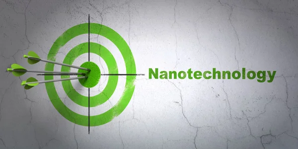 Science concept: target and Nanotechnology on wall background — Stok fotoğraf