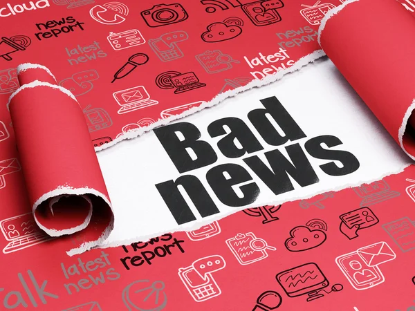 News concept: black text Bad News under the piece of  torn paper — Stock Photo, Image