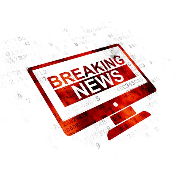 Nieuws-concept: Breaking News On Screen op digitale achtergrond — Stockfoto