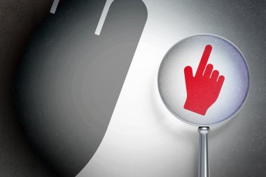 Web Tasarım: fare imleci ile dijital arka plan üzerinde optik cam