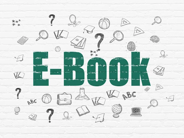 Učebnímu konceptu: E-knihy na zeď na pozadí — Stock fotografie