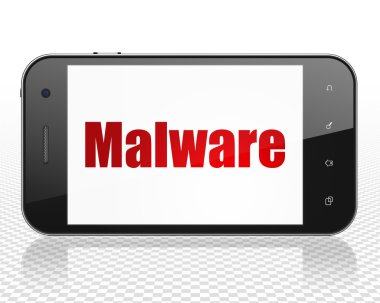 Güvenlik konsepti: Kötü Amaçlı Yazılımlı Akıllı Telefon ekranda