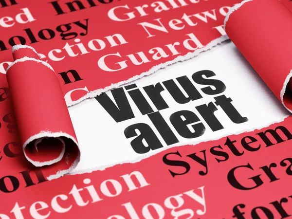 Protection concept: black text Virus Alert under the piece of  torn paper — Stock Photo, Image