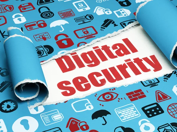 Safety concept: red text Digital Security under the piece of  torn paper — Stock Photo, Image