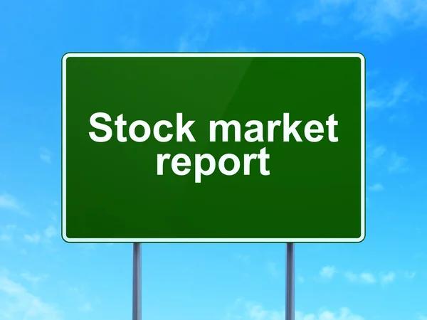 Koncepce bankovnictví: zpráva o akciovém trhu na pozadí označení silničního provozu — Stock fotografie