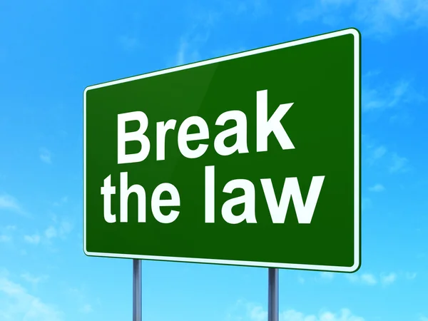 Law concept: Break The Law on road sign background — Zdjęcie stockowe