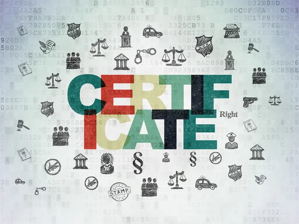 Law concept: certificaat op digitale Data-Paper achtergrond — Stockfoto