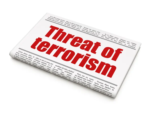 Concepto político: titular del periódico Amenaza de terrorismo — Foto de Stock