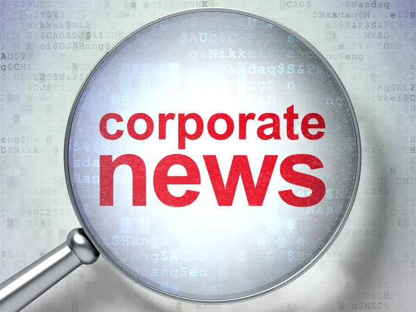 Concepto de noticias: Noticias corporativas con vidrio óptico —  Fotos de Stock