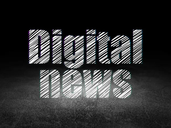 News concept: Digital News in grunge dark room — Stock Photo, Image