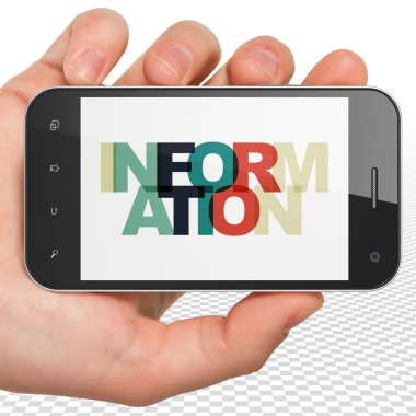 Bilgi kavramı: Ekranda Bilgi ile El Holding Smartphone