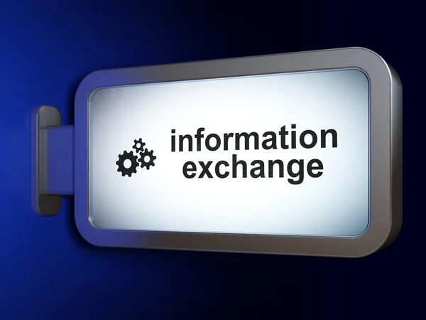 Informatie concept: informatie-uitwisseling en versnellingen op Billboard achtergrond — Stockfoto