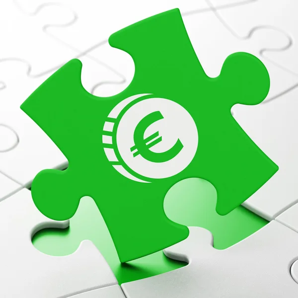 Банковская концепция: Евро Монета на фоне головоломок — стоковое фото