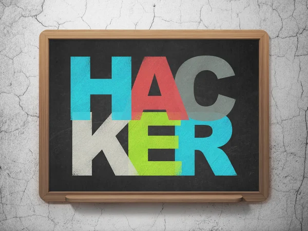 Bescherming concept: hacker op school Board achtergrond — Stockfoto