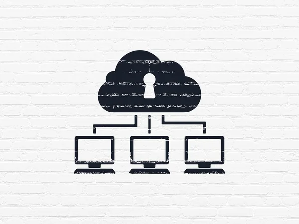 Concetto di sicurezza: Cloud Network su sfondo wall — Foto Stock