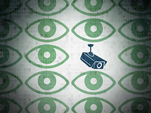 Protection Concept: CCTV kameraikon på digital data Paper bakgrund — Stockfoto
