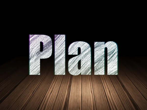 Finance concept: Plan in grunge dark room — Stock Photo, Image