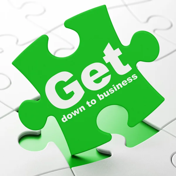 Conceito de finanças: Get Down to business on puzzle background — Fotografia de Stock