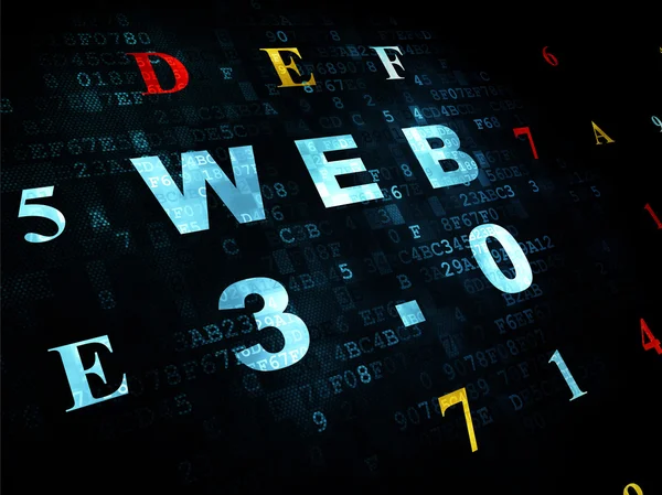 Web ontwerp: Web 3.0 op digitale achtergrond — Stockfoto